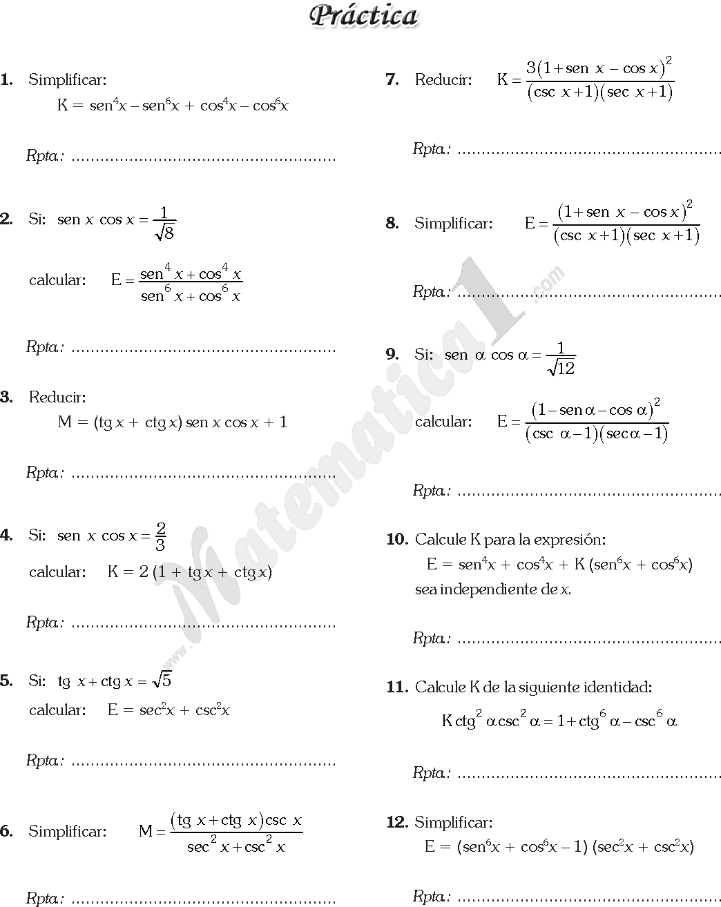 Identidades Trigonometricas Ejercicios Resueltos En Pdf Identidades Trigonometricas Ejercicios Resueltos Identidades Trigonometricas Fundamentales
