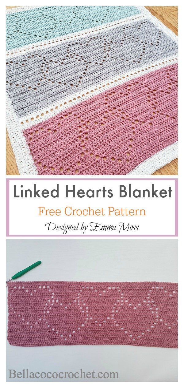 Lace Heart Baby Blanket Crochet Pattern