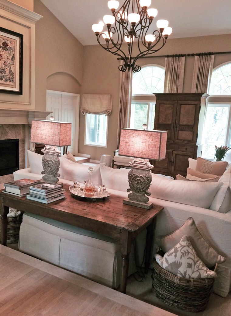 Traditional Living Room Quatrine Slipcovered Contemporary Sectional Quatrine Slipcovered Contemporary Sectional Custom Decorative Pillows New Ins Ottoman And A Pair Of Victoria Table Lamps