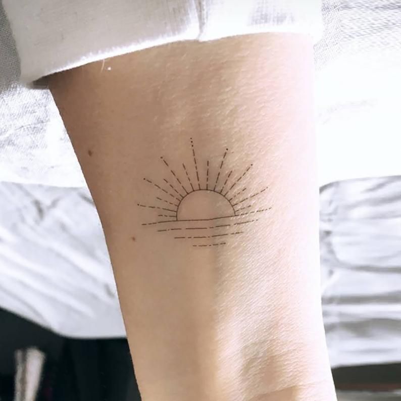 Sunrise Tattoo, Sunset Tattoos, Sun Tattoo, Waves Tattoo, Tattoo Set, Hawaii Tattoos, Nature Tattoos, Heart Temporary Tattoos, Temporary Tattoo Designs