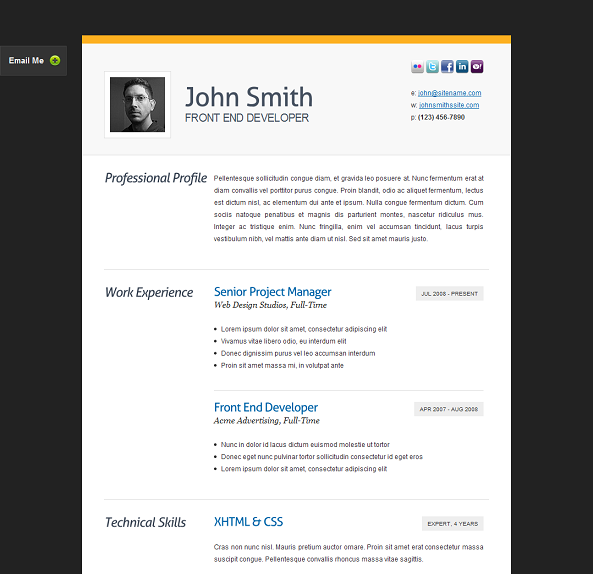 free resume website templates