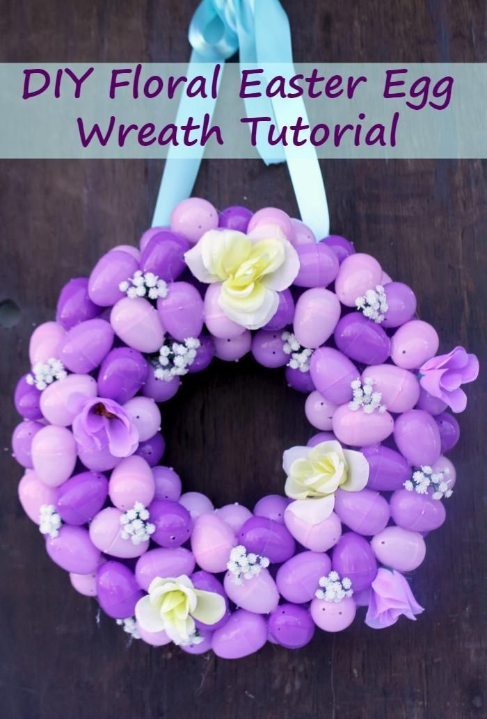 Easy To Make Plastic Easter Egg Wreath Craft - Kicking It With Kelly