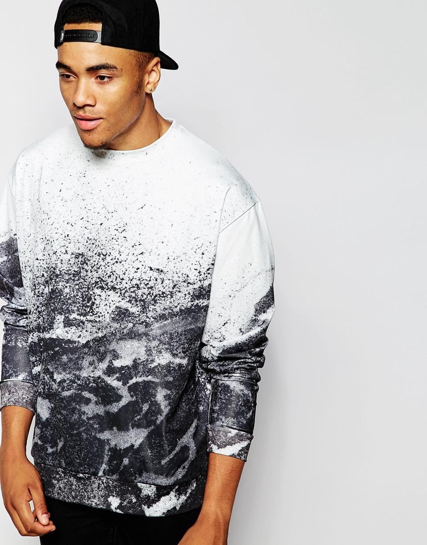ASOS Oversized Scuba Sweatshirt With Marble Print at asos ASOS Oversized Scuba Sweatshirt With Marble Print at asos
