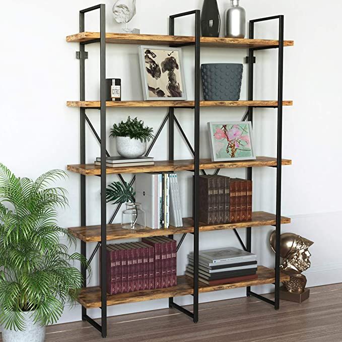 IRONCK Industrial Bookshelf and Bookcase Double Wi IRONCK Industrial Bookshelf and Bookcase Double Wi
