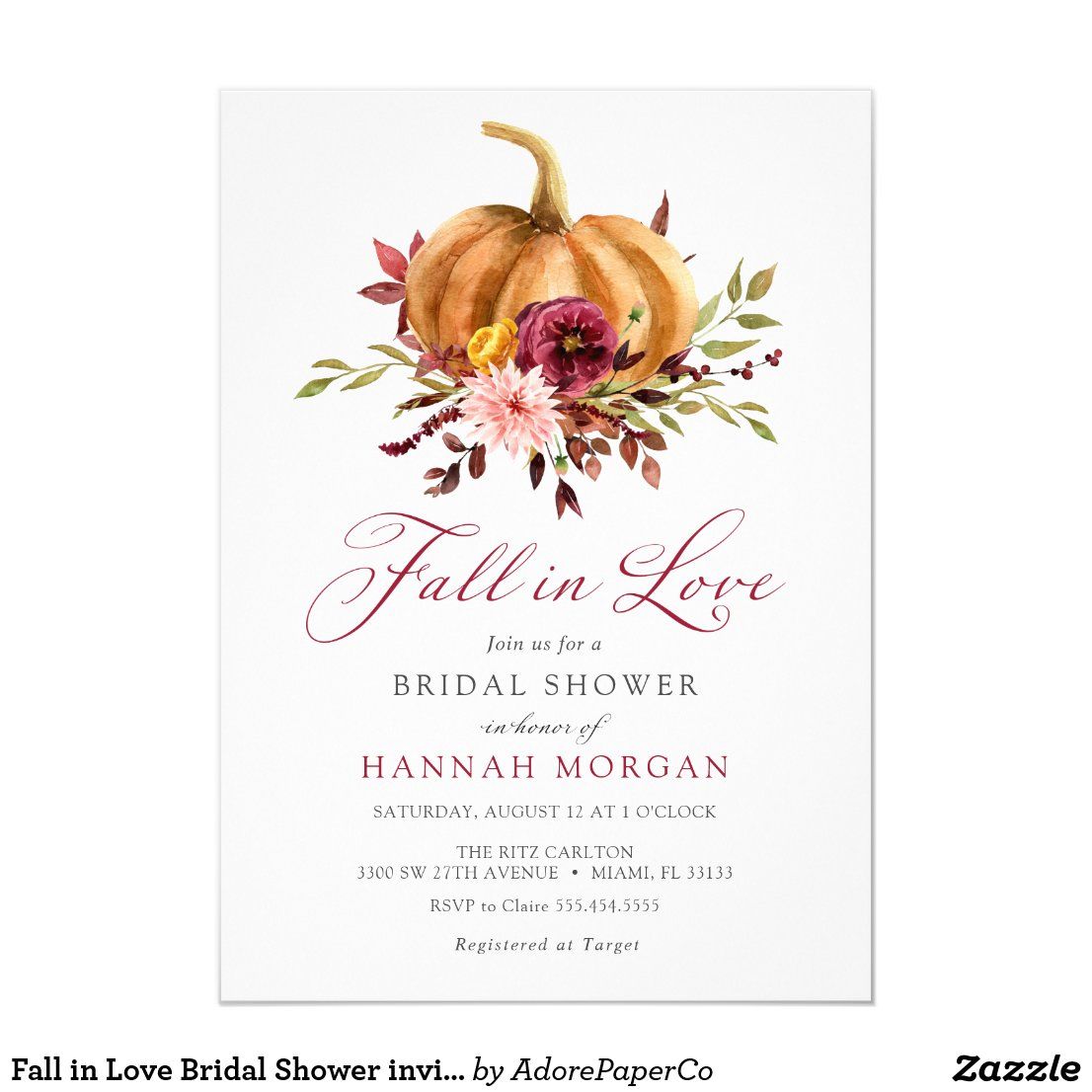Fall in Love Bridal Shower invitation in 2020 Fall in