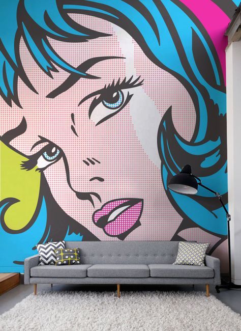 11 Larger Than Life Wall Murals Say No To Bare Walls If You Love Roy Lichtenstein S Comic Book Inspired Artworks Ll This Pop Art Mural Create An Amazing Feature Wall In Your Living Room With