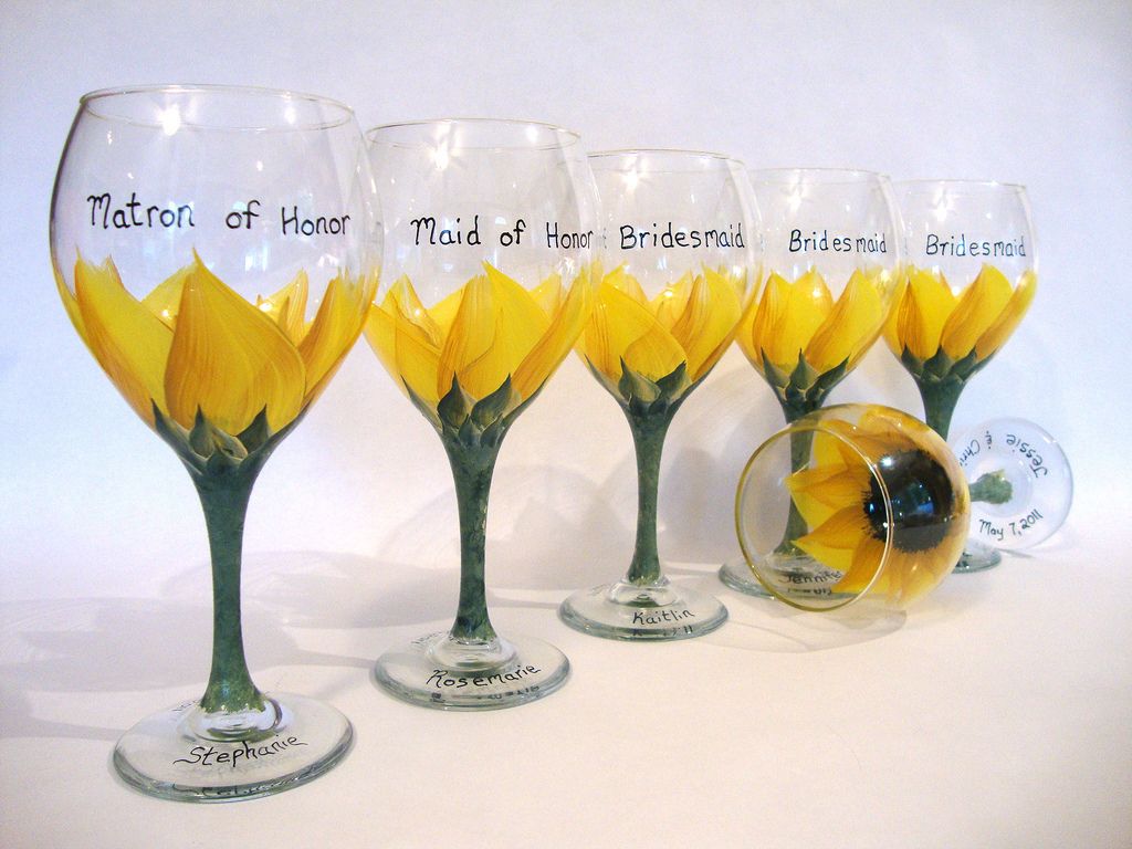 Sunflower Wedding Glasses Wedding Glasses Anemone Wedding