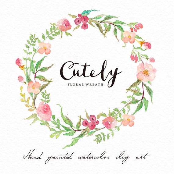 Watercolor floral wreath-Cutely/Individual PNG files/Hand 