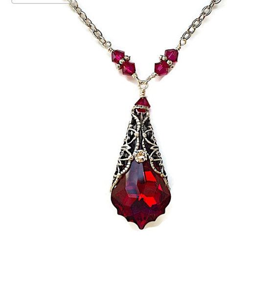 Ruby Baroque Pendant Necklace