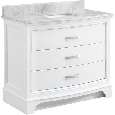 Allen Roth Tennaby 42 In White Undermount Single Sink Bathroom Vanity With Natural Carrara Marble Top Lowes Com White Vanity Bathroom Bathroom Sink Vanity Bathroom Vanity Tops