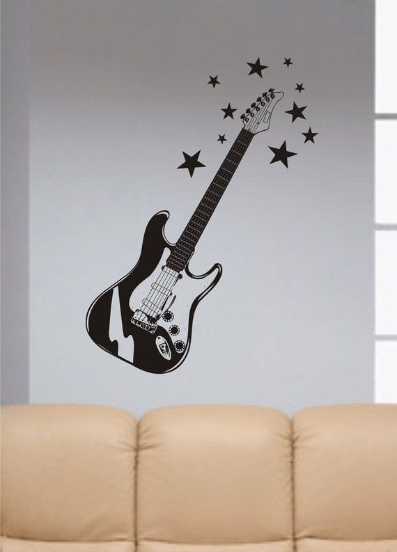 Rock guitar personalised name wall sticker vinyl decal mural DIY95x30cm. Rock guitar personalised name wall sticker vinyl decal mural DIY95x30cm.