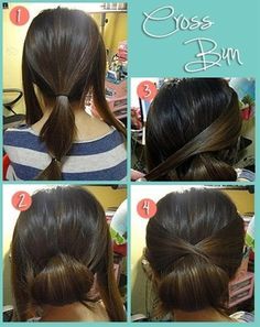 Cross Bun Easy To Do @ Hair Color and Makeover Inspiration #easyupdo