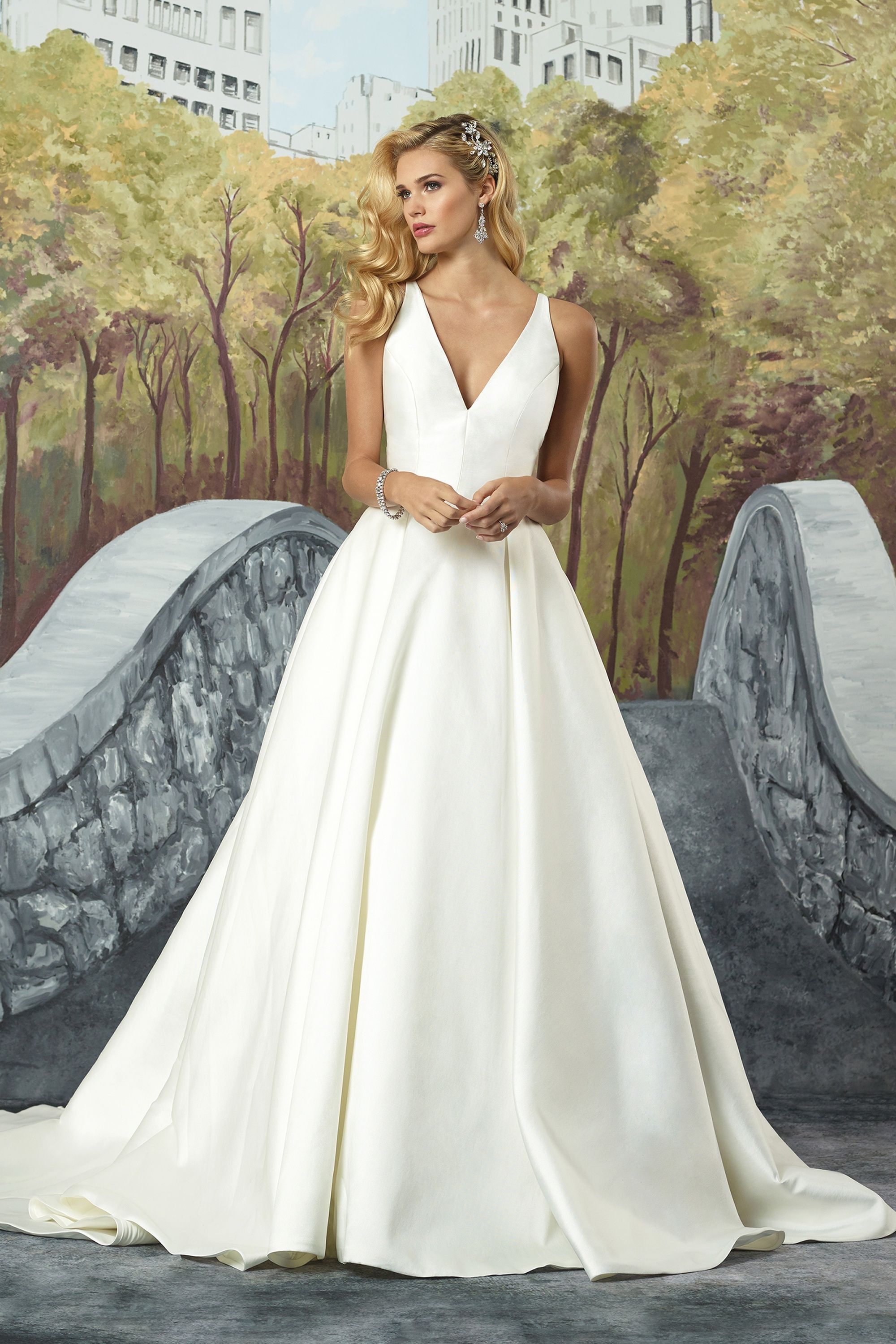 box pleated ball gown