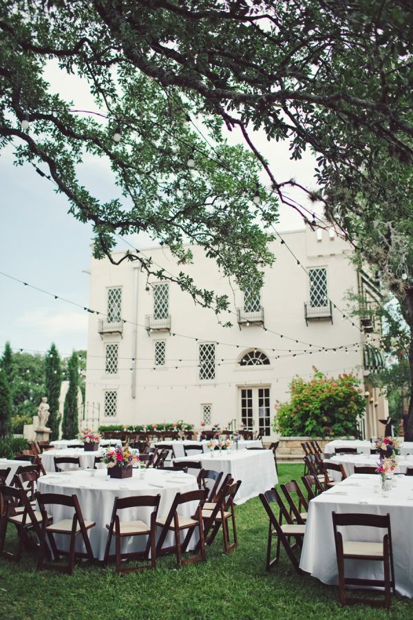 Laguna Gloria Wedding Reception In 2018 Decorum Pinterest Laguna Gloria Wedding Reception We Like These Brown Folding Chairs And The String Lights In Trees With Green Gr For Feet
