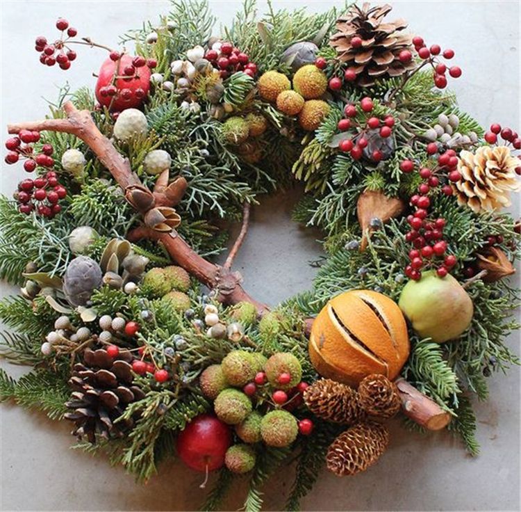 Rustic Natural Fruits Winter Decoration; DIY Christmas Centerpiece; Christmas Cr...