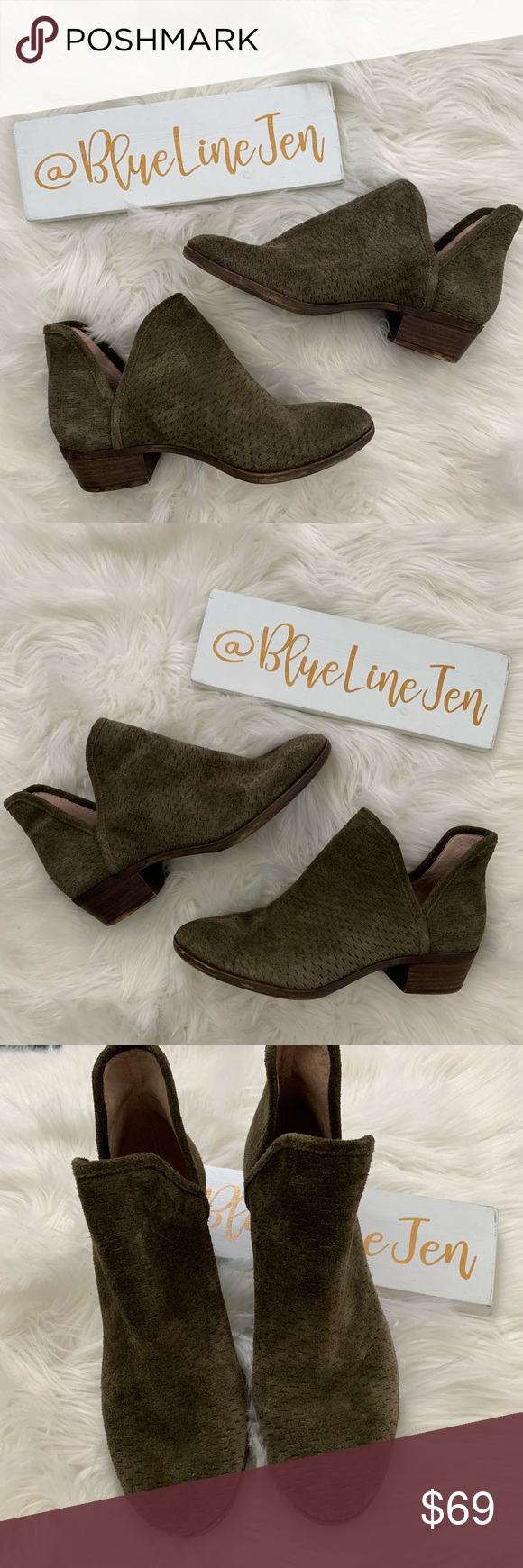 lucky brand brooklin perforated suede bootie
