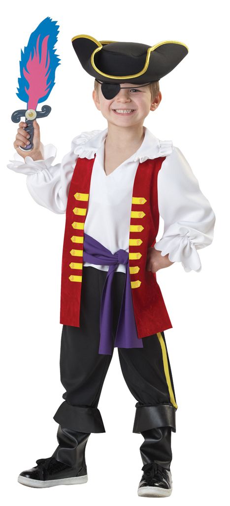 Boys Captain Halloween Costume Hat Top /& Pants