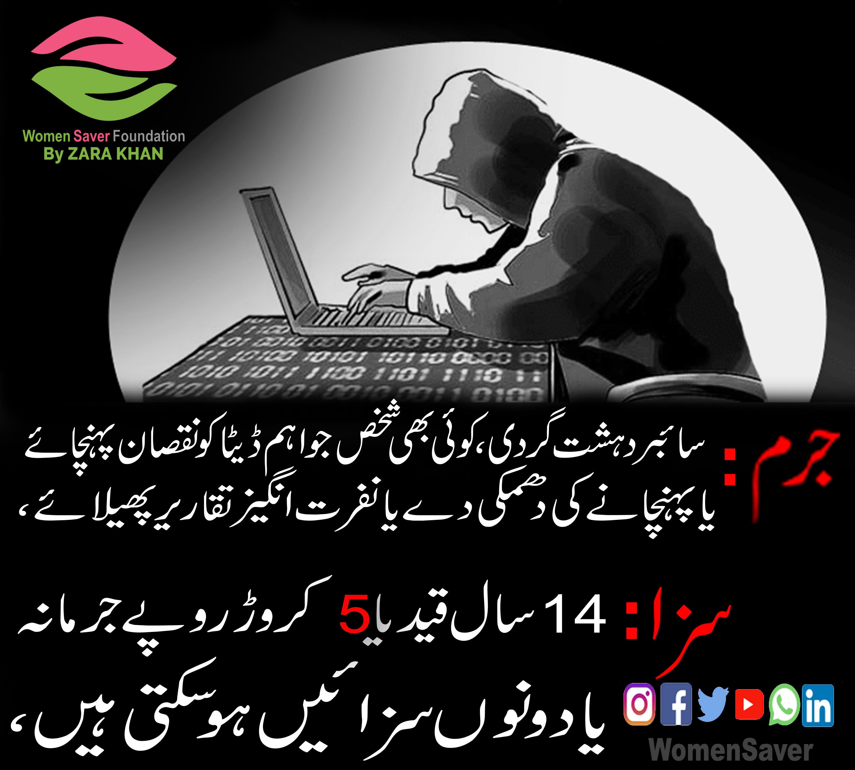 Legal Punishments To Deal With Cyber Crimes In Pakistan Women Saver Foundation By Zara Khan Website Www Womensaver Org Facebook Savers Cyber Punishment