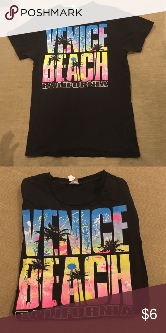 Black Venice Beach T Shirt In 2018 My Posh Picks Pinterest Black Venice Beach T Shirt Colorful Lettering 100 Cotton Shirts Tops Tees Short Sleeve