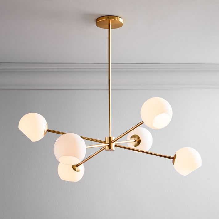 Staggered Glass 6-Light Chandelier - Milk Staggered Glass 6-Light Chandelier - Milk