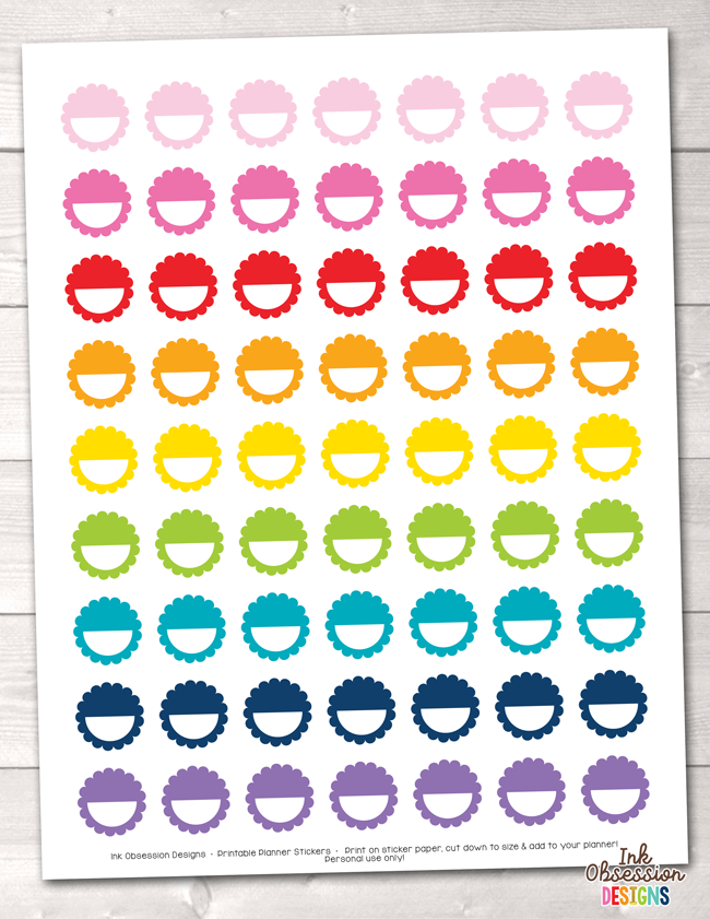 Scalloped 50 percent Circles Printable Planner Stickers image regarding Circle Printable Stickers referred to as Scalloped 50 % Circles Printable Planner Stickers