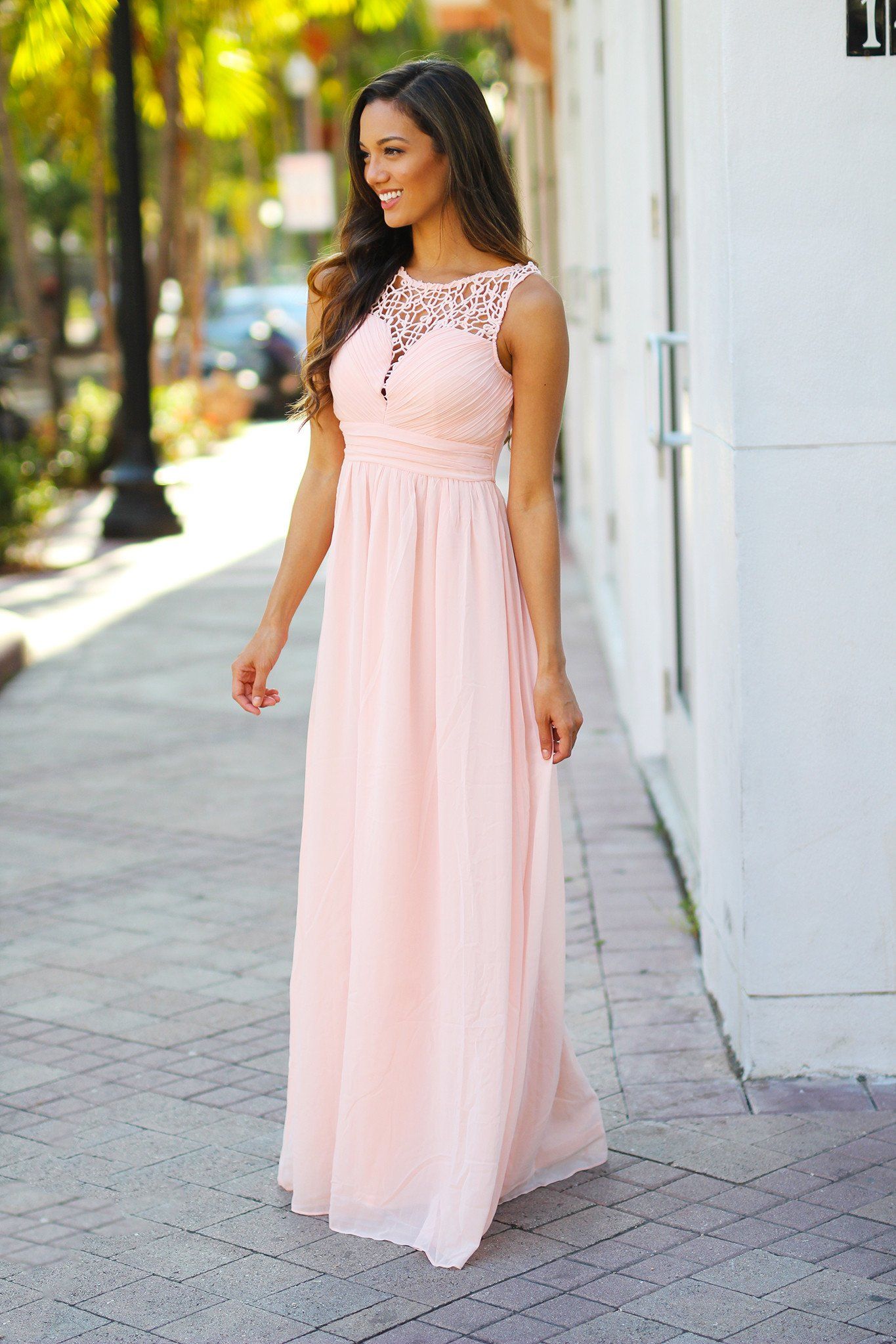 Light Pink Crochet Maxi Dress Bridal Team Pinterest Light Pink Bridesmaid Dress
