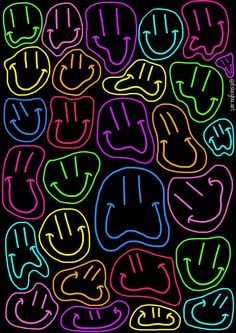 Neon Smileys Sticker Poster Neon Smileys Sticker Poster