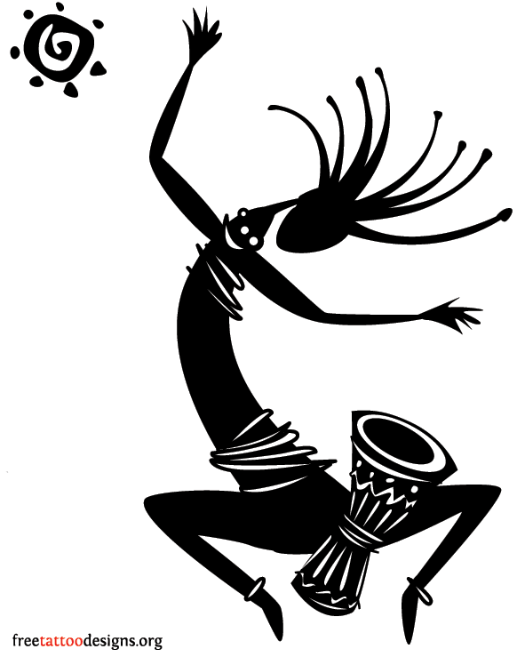 Tatuaggio Di Kokopelli Chitarrista Musica Vita Tattoo Custom Tattoo Designs On Tattootribes Com Kokopelli Art Kokopelli Tattoo Tribal Art