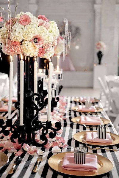 Black And White Tables Cape With Little Touches Of Pink I Shower Black And White Tables Cape With Little Touches Of Pink