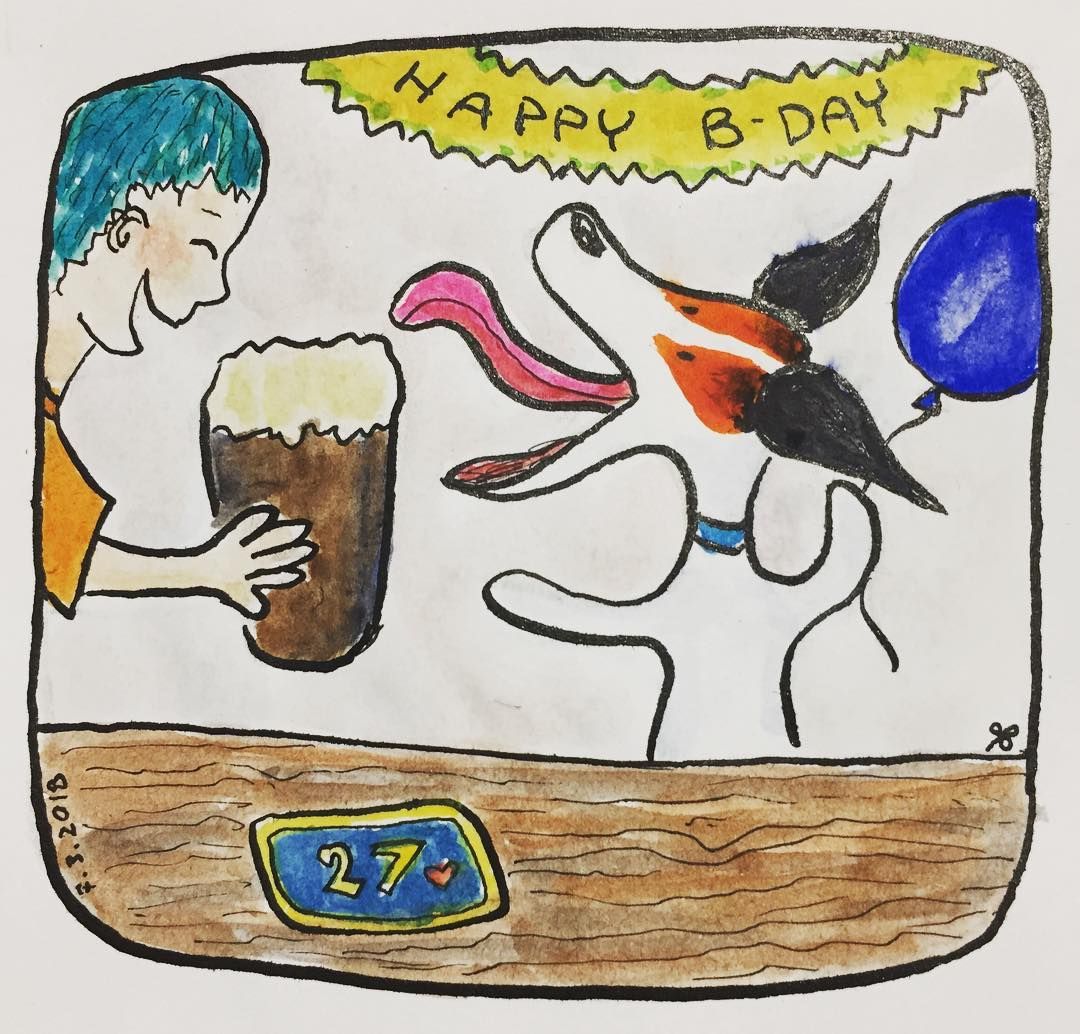 Filippo is giving his best cheers birthday wishes to the loveliest friend he has @sara.anfossi ( hoping to get some Porter beer) #cuteillustration #watercolor #sketch #drawing #penandink #inkdrawing #penandwash #winsorandnewton #schmincke #Adrawingaday #topostory #filippoiljackrussell #jrt #jackrussellterrier #jackrussell #cane #dog #filippo #ilovemydog #ilovemydaughter #figliaspeciale #beer #porter #birra #auguri #beerdog #27 #happybirthday @birrabilia @orangephotoschool