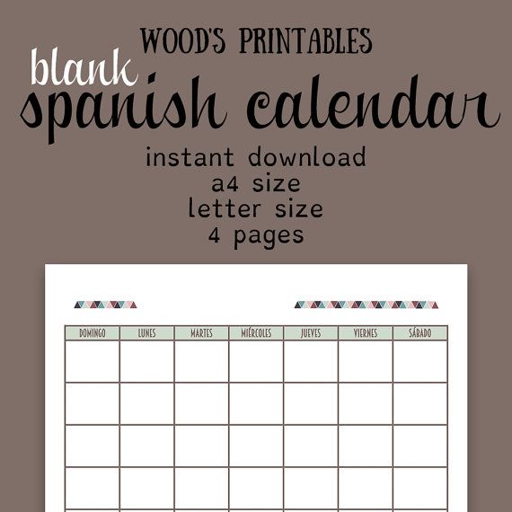 Blank Spanish Calendar Printable Calendar Calendar Printable Blank Spanish Calendar Printable Calendar Calendar Printable