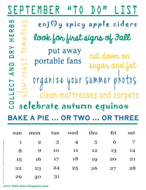 September To Do List And 2013 Calendar Free Printable September September To Do List And 2013 Calendar Free Printable September