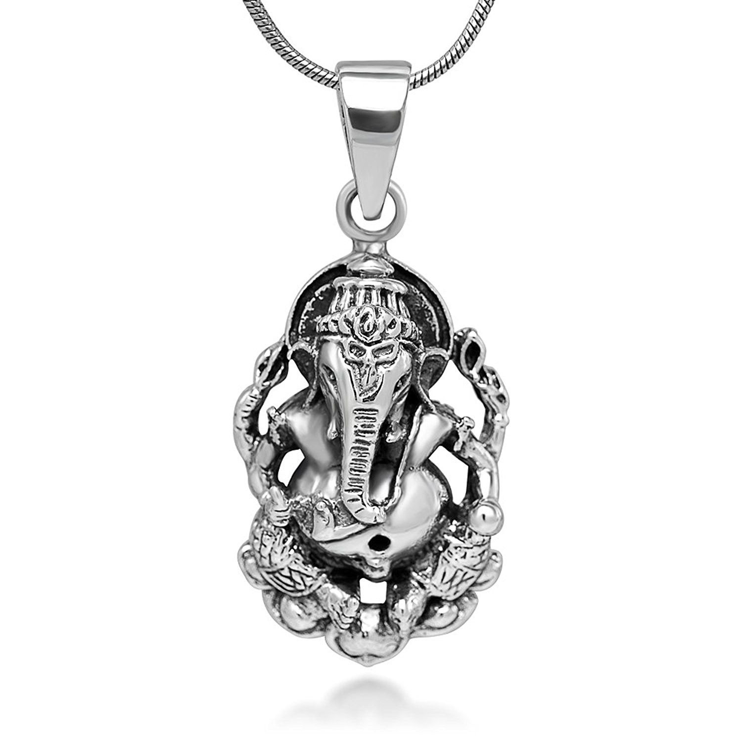 Vintage Stainless Steel Hindu Ganesh Ganesha Elephant Men's Necklace Pendant Vintage Stainless Steel Hindu Ganesh Ganesha Elephant Men's Necklace Pendant