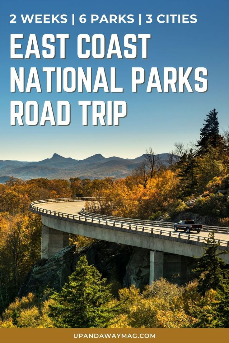 Car driving along the Blue Ridge Parkway with text reading "East Coast National Parks Road Trip" Road Trip Map, Road Trip Itinerary, Road Trips, Us National Parks List, Shenandoah National Park, Blue Ridge Parkway, Best Hikes, Great Smoky Mountains, Travel Usa
