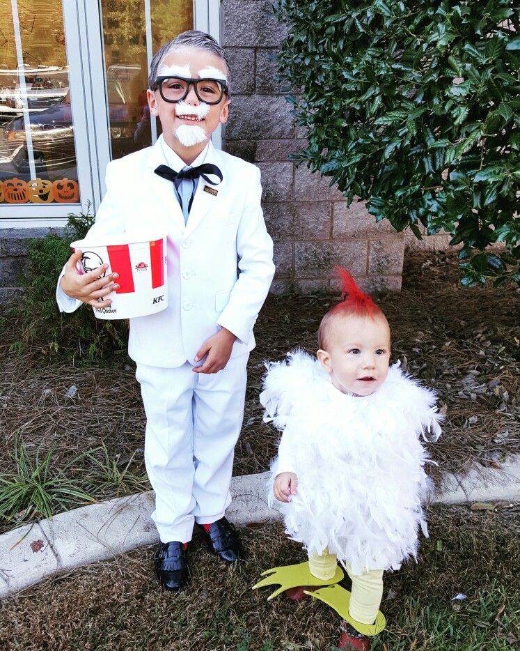 Colonel Sanders And Chicken Halloween Costume - Clayton and Oliver as Colonel Sanders and a chicken Halloween Costume Colonel Sanders And Chicken Halloween Costume - Clayton and Oliver as Colonel Sanders and a chicken Halloween Costume