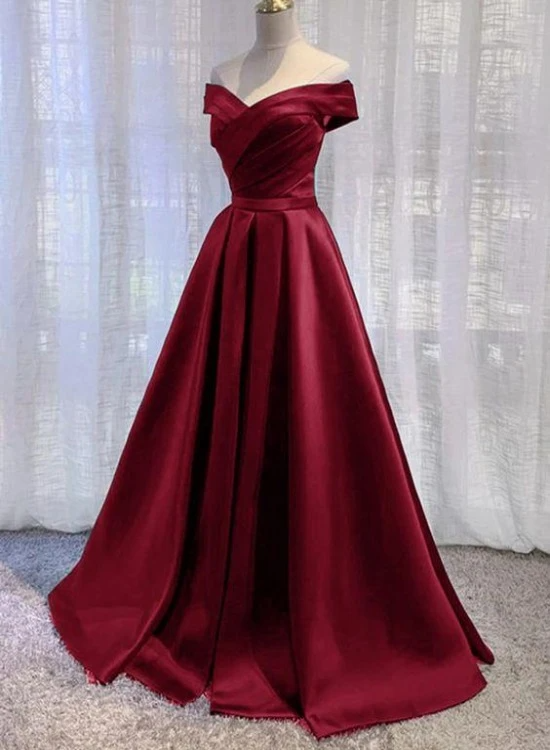 Wine Red Floor Length Off Shoulder Wedding Party D Wine Red Floor Length Off Shoulder Wedding Party D