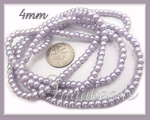 200 Lilac Glass Pearl 4mm Round Beads