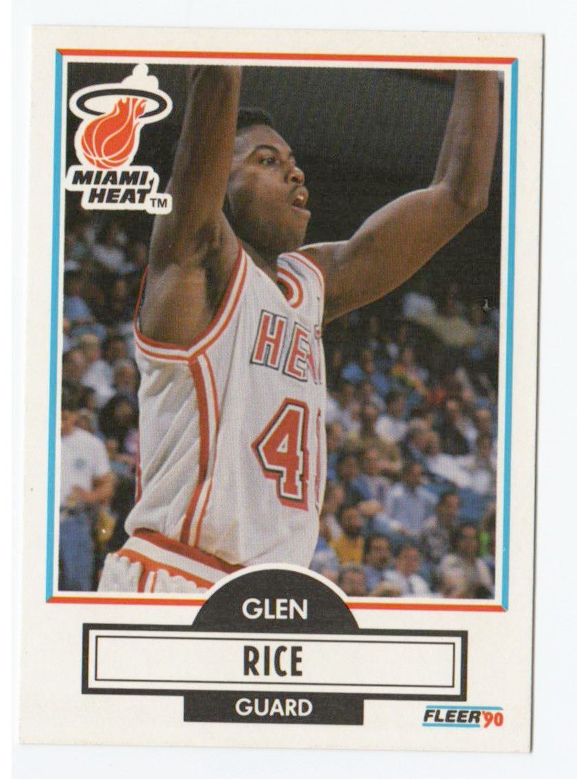 1990 Fleer Glen Rice Rookie Card Miami Heat Glen rice