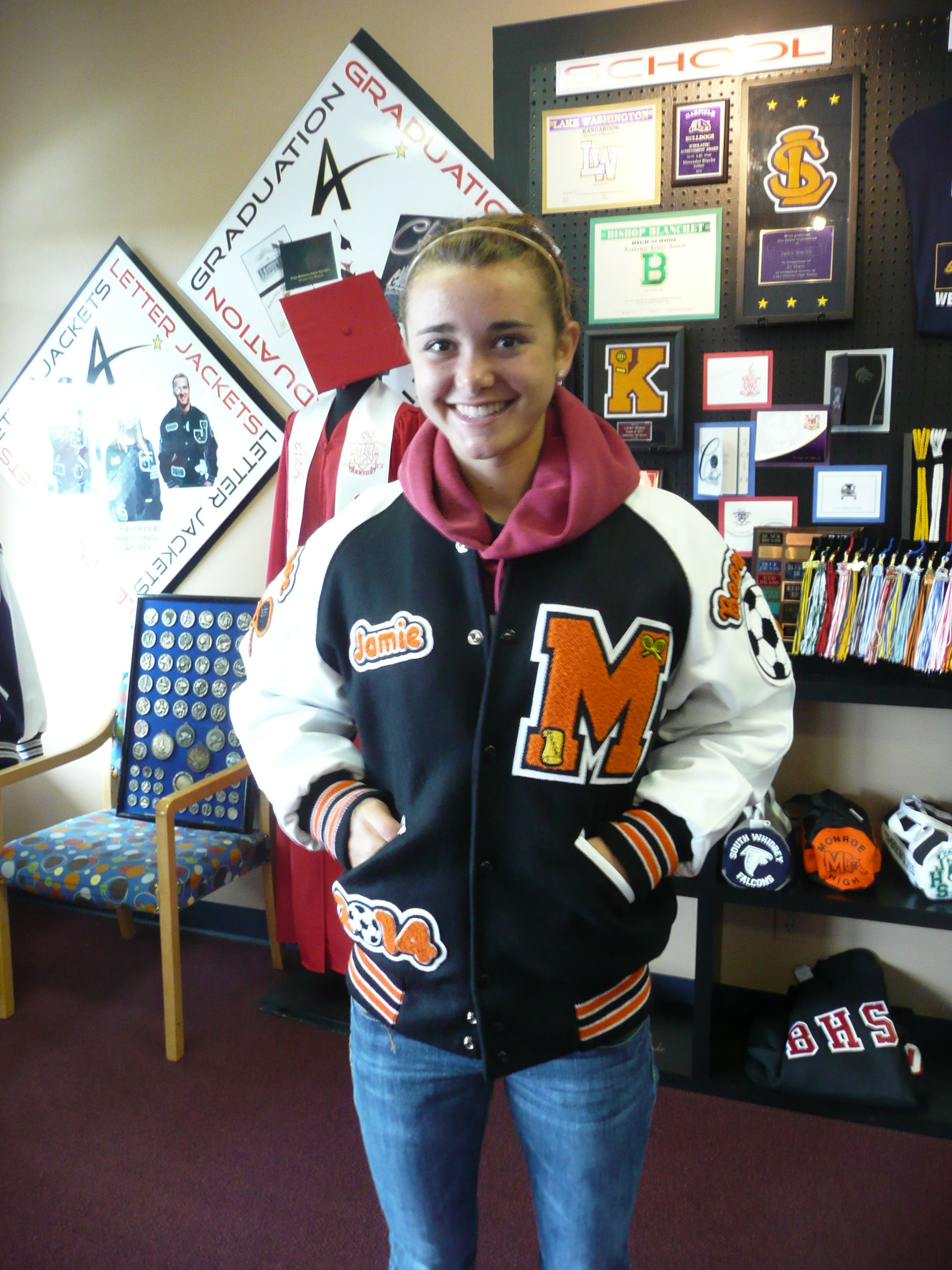Letterman sweaters for girls Letterman's Sweaters and Varsity Jackets This is a classic style that will live on for years to come. Letterman sweaters are not only worn to proudly display your school letters, but many companies have been embroidering their logo on these jackets and awarding them to high performers.