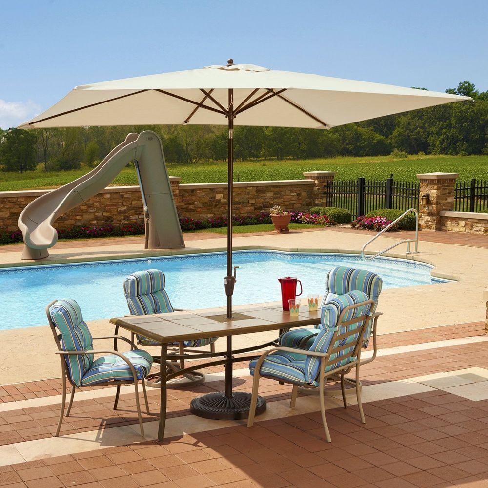 Large Outdoor Umbrella Rectangle Swimming Pool Champagne Aluminum Large Outdoor Umbrella Rectangle Swimming Pool Champagne Aluminum Pole #SwimTime - Large Outdoor Umbrella Rectangle Swimming Pool Champagne Aluminum