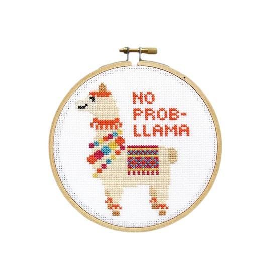 Easy Cross Stitch Kit - No Prob-LLama in 2021 | Simple cross stitch