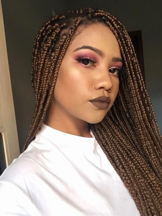40 Small Box braids Hairstyles Small box braids hairstyles, Brown