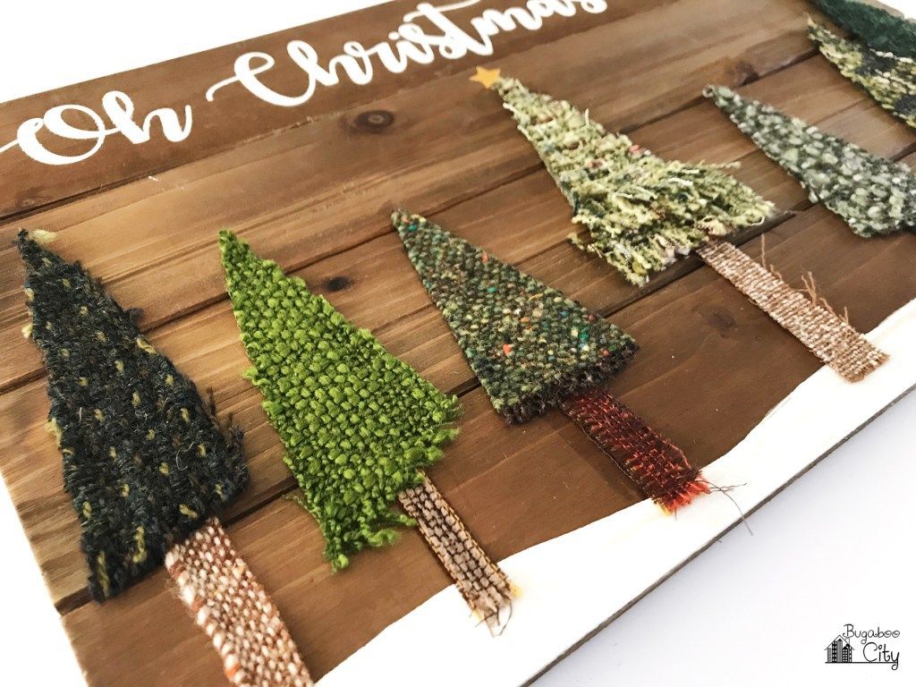 Tutorial: Scrap fabric Christmas tree sign #scrapfabric
