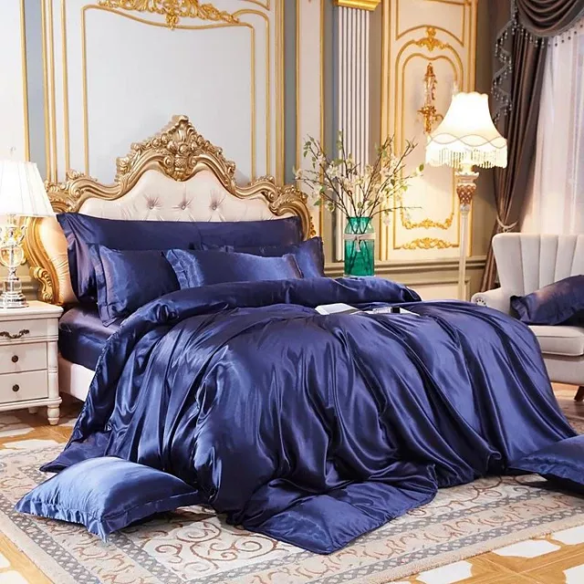 4 Piece Imitated Silk Fabric Duvet Cover Set Luxury Satin Bedding Sets Include 1 Duvet Cover 1 Flat Sheet 2 Shams 2021 Us 30 89 In 2021 Satin Bedding Silk Bedding Set Bedding Sets