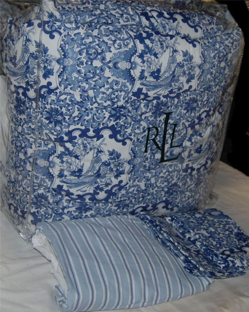 Ralph Lauren Porcelain Blue King Comforter Set New 1st