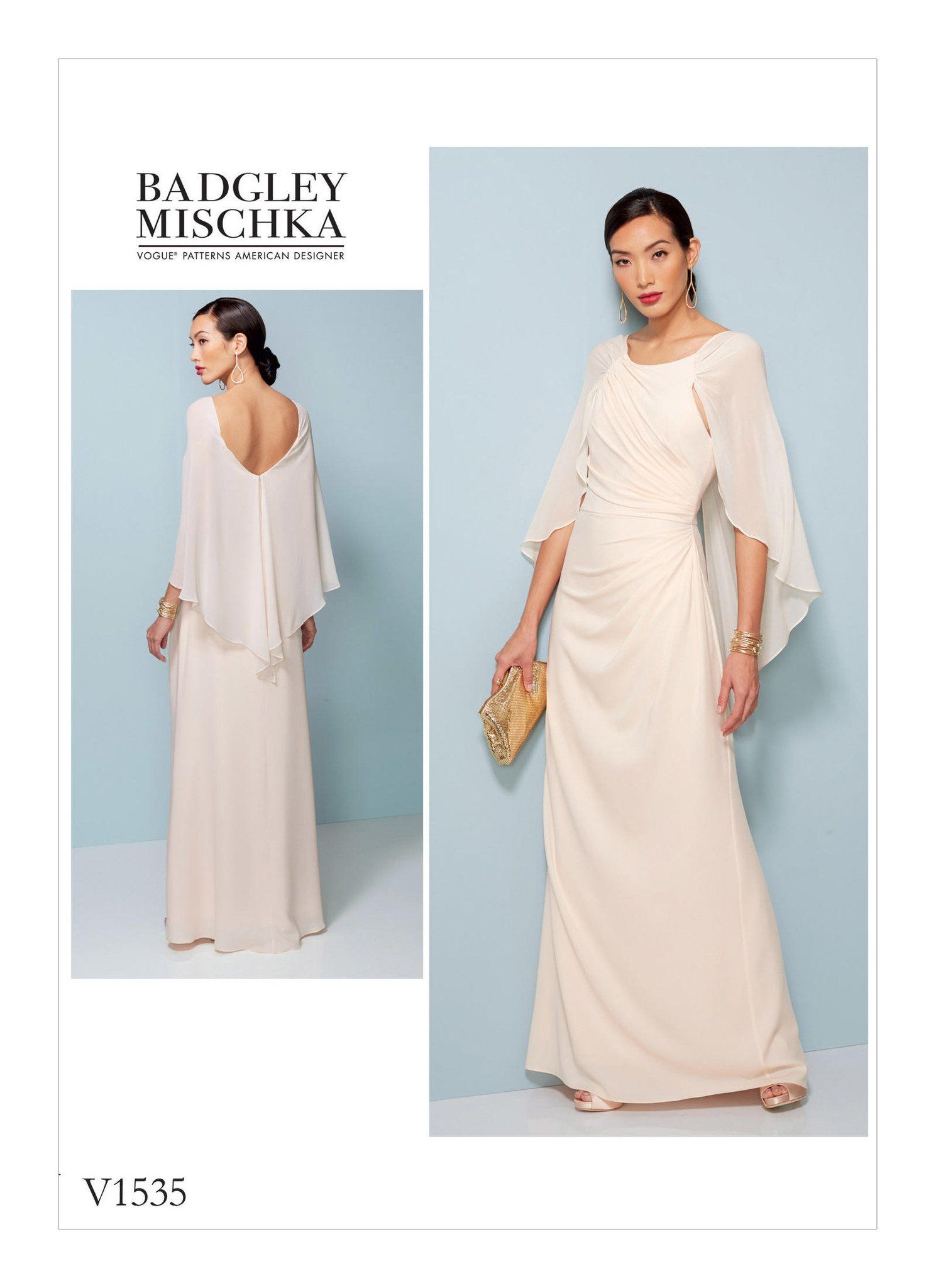 Vogue Pattern V1535 Misses Pleated Ruched Dress With Attached Cape Vogue V1535 Misses Pleated Ruched Dress With Attached Cape Weaverdee Sewing