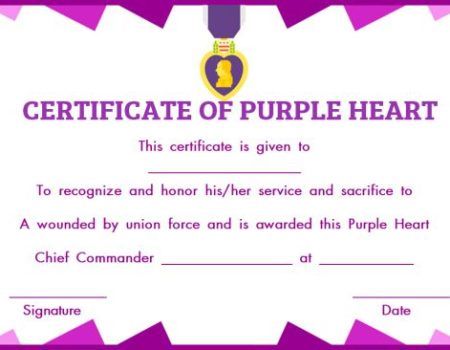 free purple certificate templates purple certificate templates purple heart certificate template