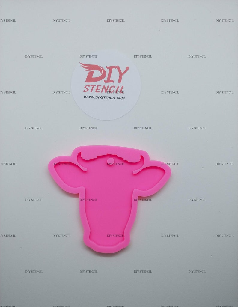 Silicone Keychain mold Shiny bull cow head silicone keychain mold Jewelry Making glitter epoxy