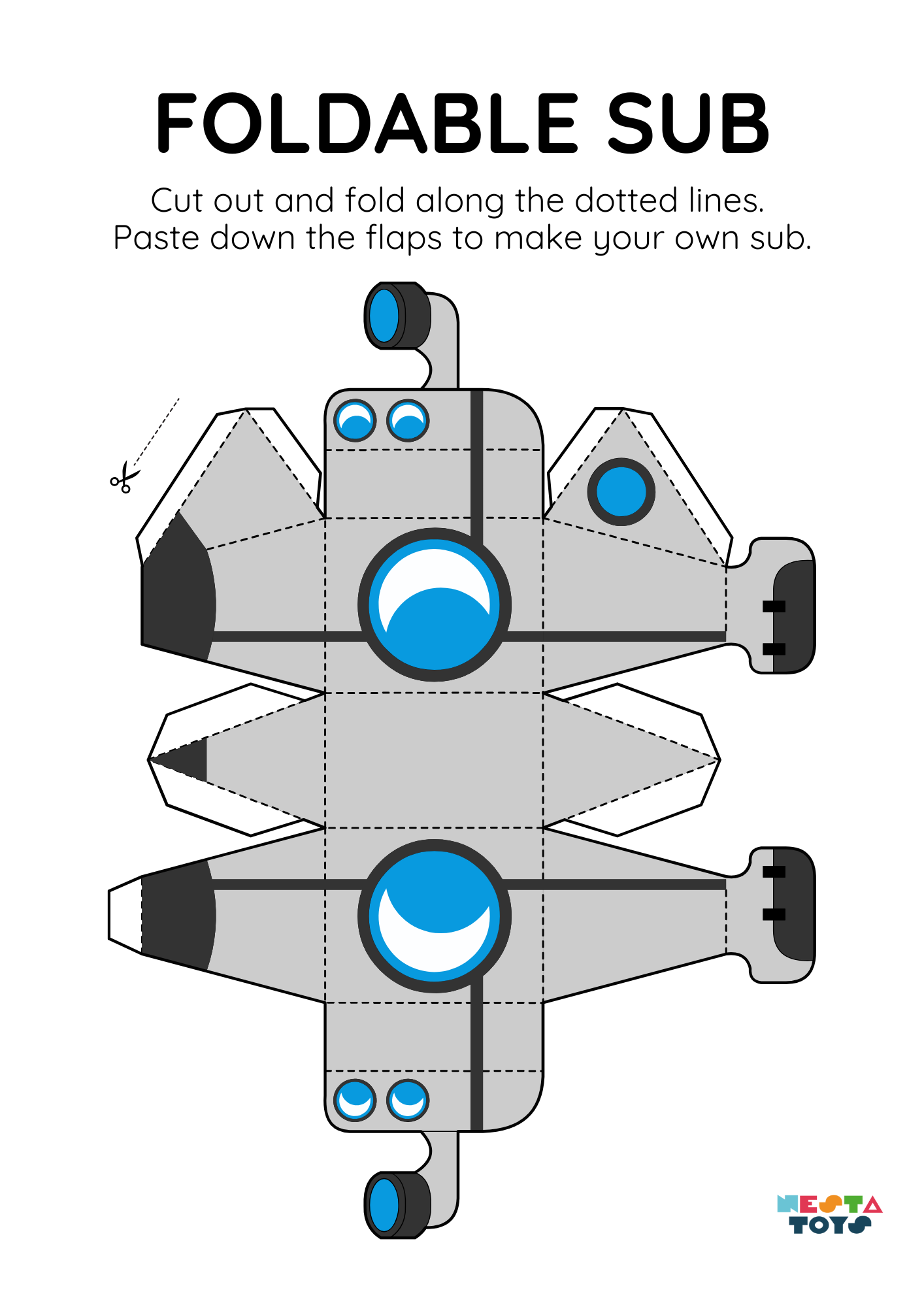 🚢 Cut, Fold & Paste: Make Your Own Submarine! 🌊