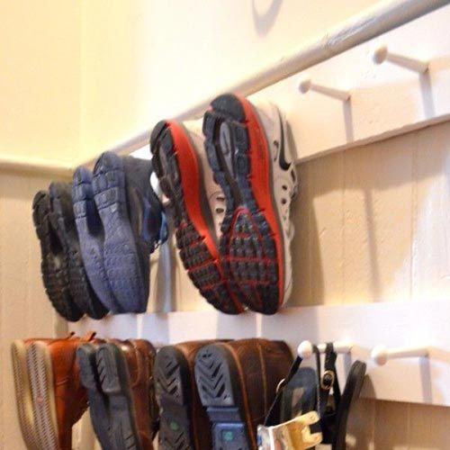Shoe Storage: 6 Smart Ideas | XtraSpace Outdoor Shoe Storage, Garage Shoe Storage, Shoe Storage Design, Wall Mounted Shoe Storage, Shoe Storage Small, Coat And Shoe Storage, Shoe Storage Solutions, Shoe Cubby, Boot Storage